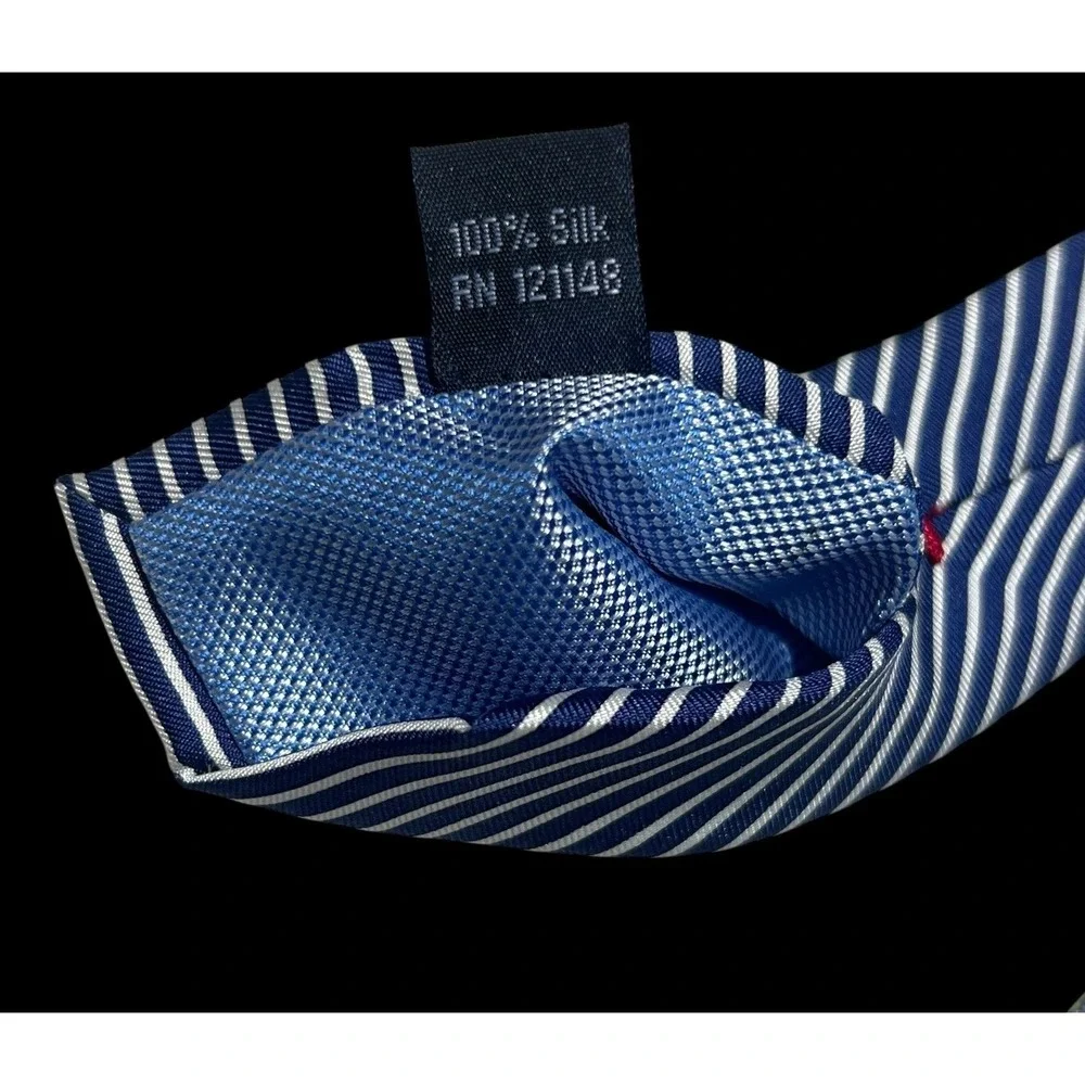 Tommy Hilfiger Mens Silk Neck Tie Blue Green Geometric Pattern Classic RN 121148